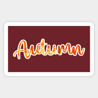 Autumn — Colorful Swirl Lettering White Outline Magnet
